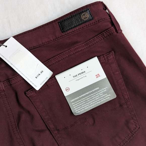 AG The Prima Jean High Rise Skinny Cigarette Stretch Sateen Deep Currant 32 NWT - Picture 16 of 16